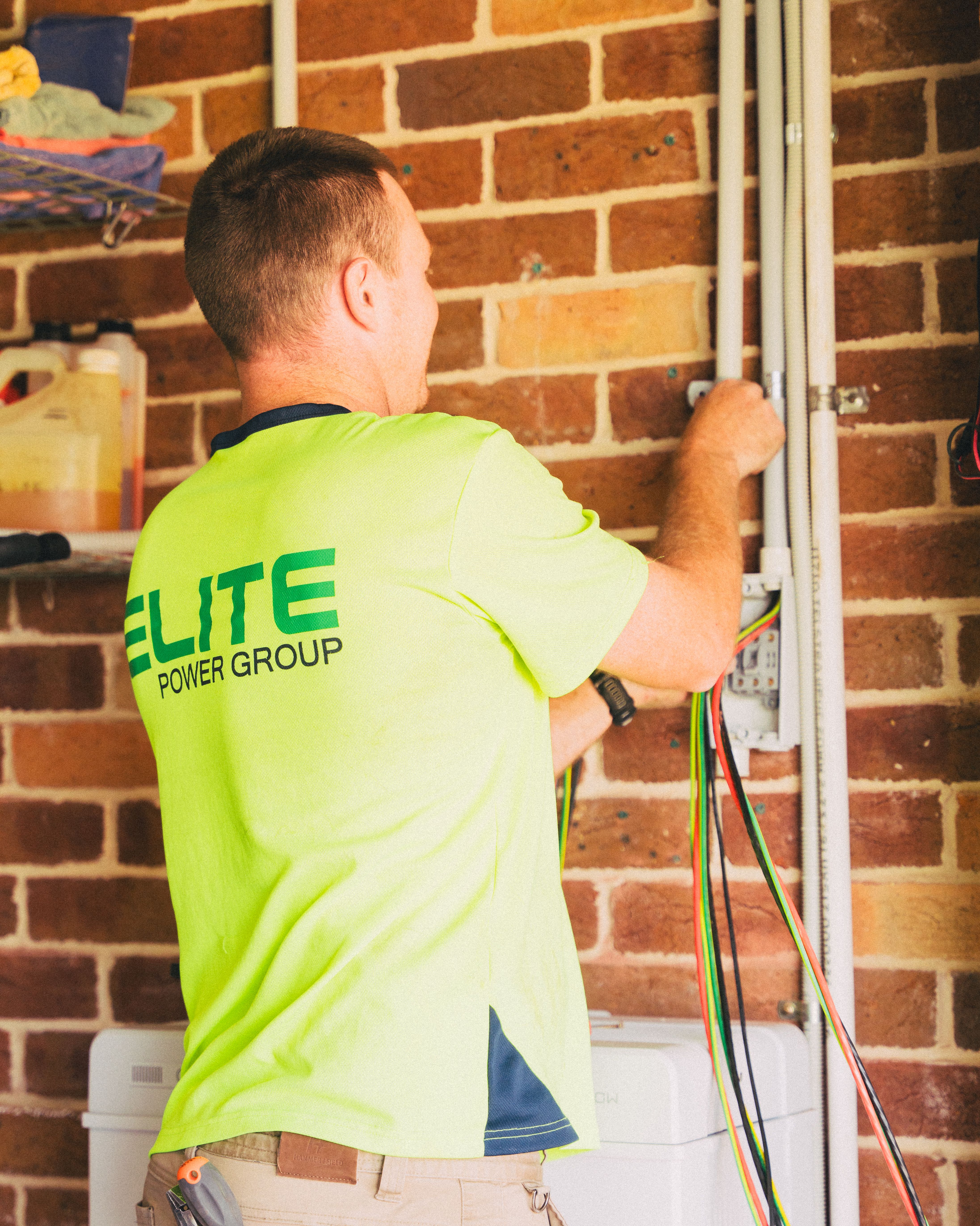 Professional electrician at work
